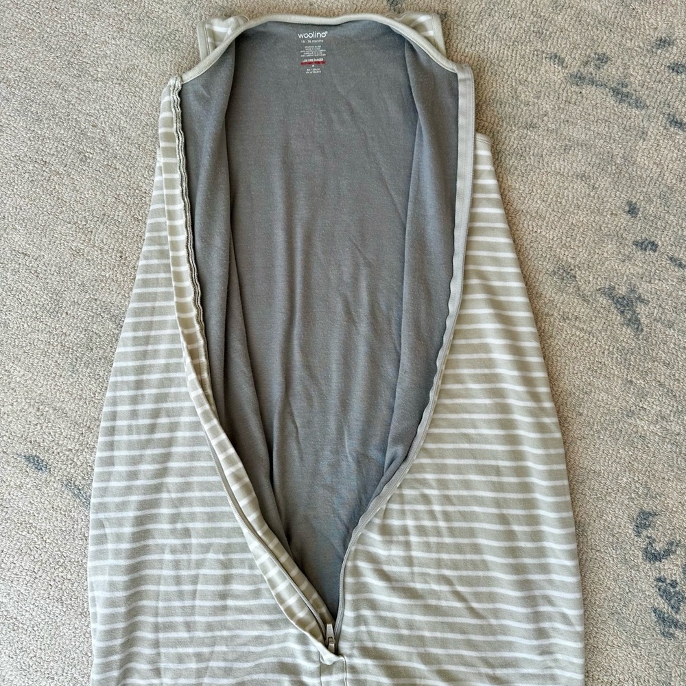 Woolino Baby Sleep Bag with Feet, Merino Wool & Organic Cotton, Birch Gray